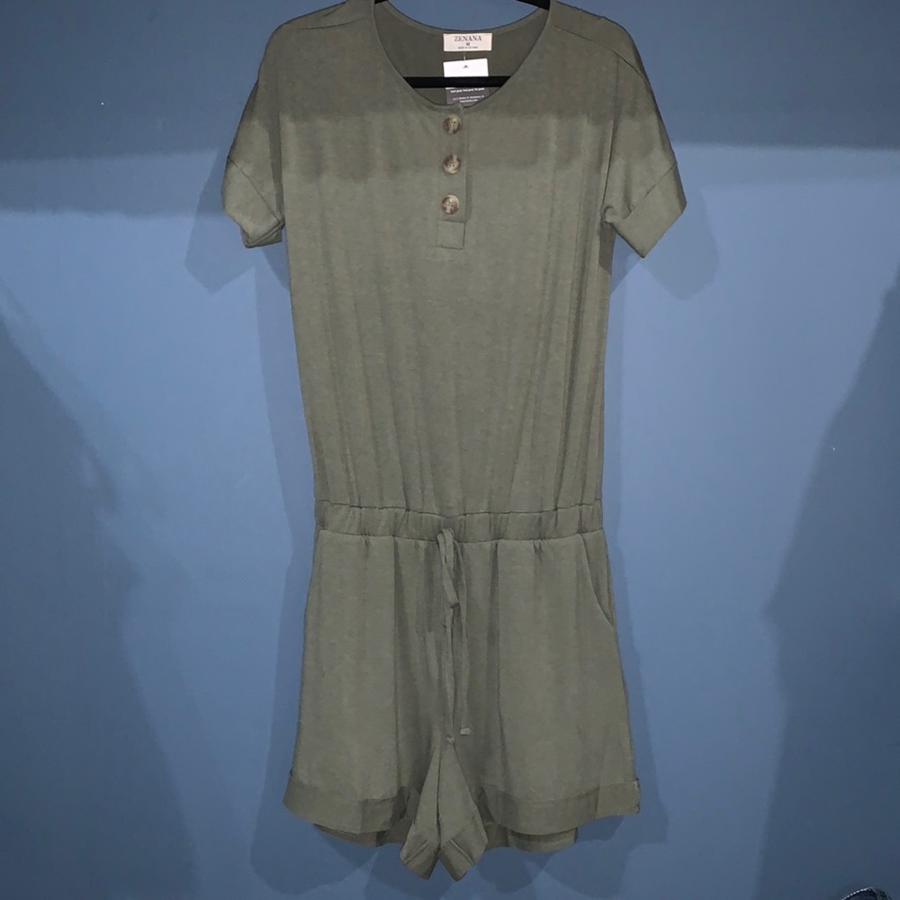 Olive romper shorts